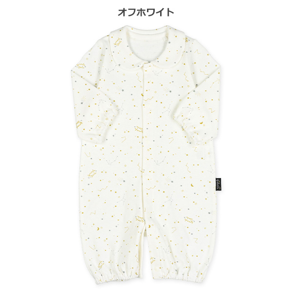 スムース襟付き星座プリント長袖コンビドレス