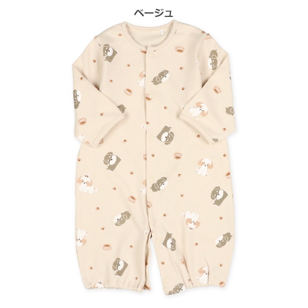スムースなかよしわんこ長袖コンビドレス