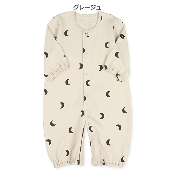 スムース三日月総柄長袖コンビドレス