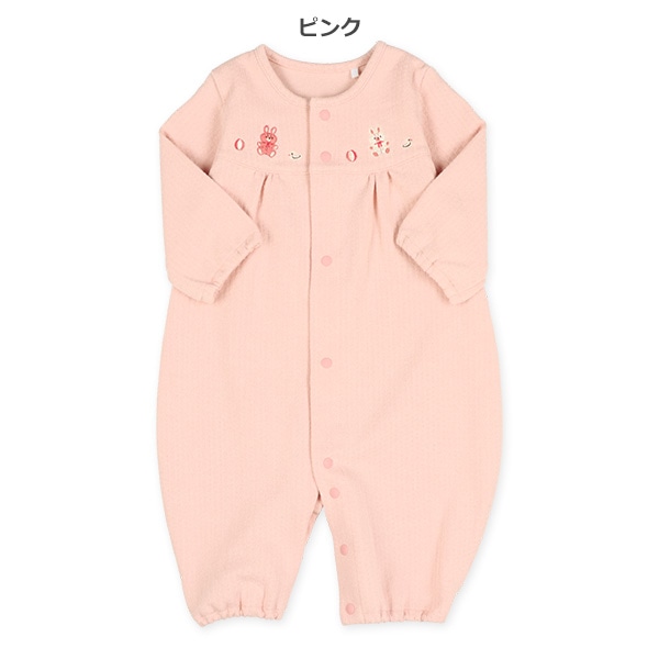 スムースヨーク切り替え刺繍長袖コンビドレス