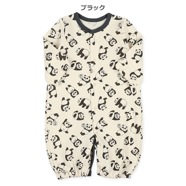 キルトゴロゴロパンダ長袖コンビドレス