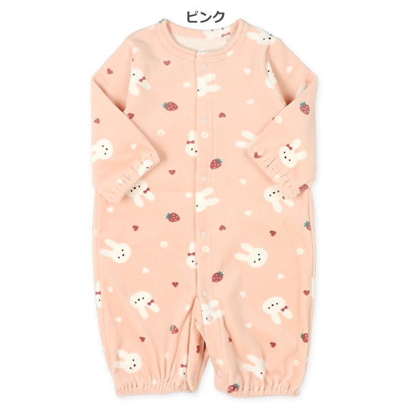 ストレッチフリースうさぎ長袖コンビドレス
