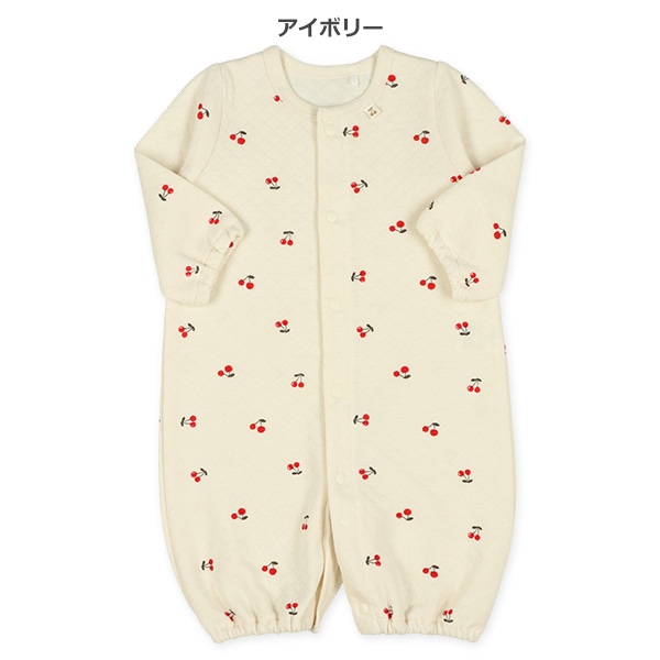 キルトチェリー長袖コンビドレス