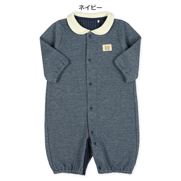 ニットキルト襟付き杢長袖コンビドレス