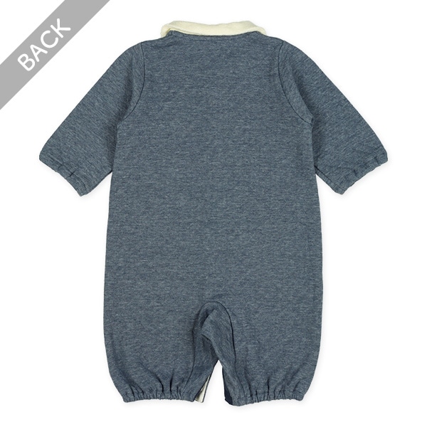 ニットキルト襟付き杢長袖コンビドレス