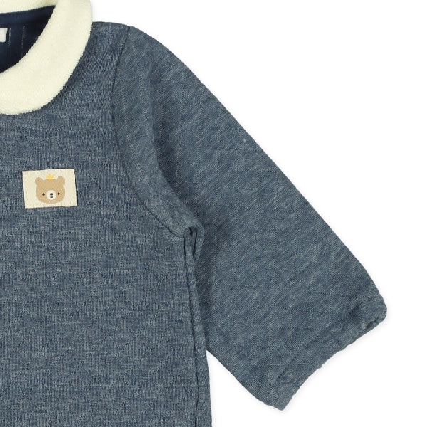 ニットキルト襟付き杢長袖コンビドレス