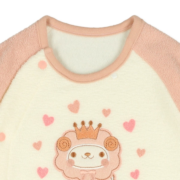 ブークレーアニマルアップリケ刺繍長袖コンビドレス