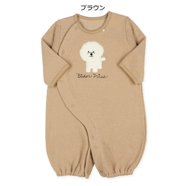 ブークレーモフわんこアップリケ刺繍長袖コンビドレス