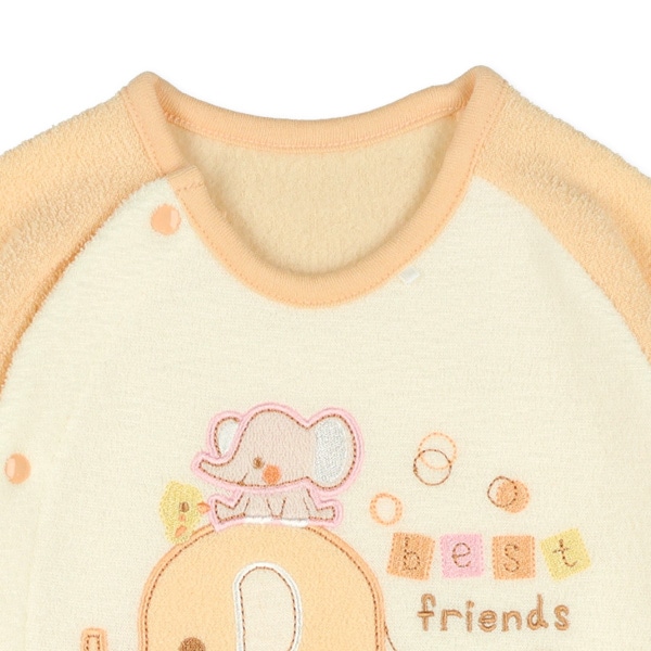 ブークレーぞうアップリケ刺繍長袖コンビドレス