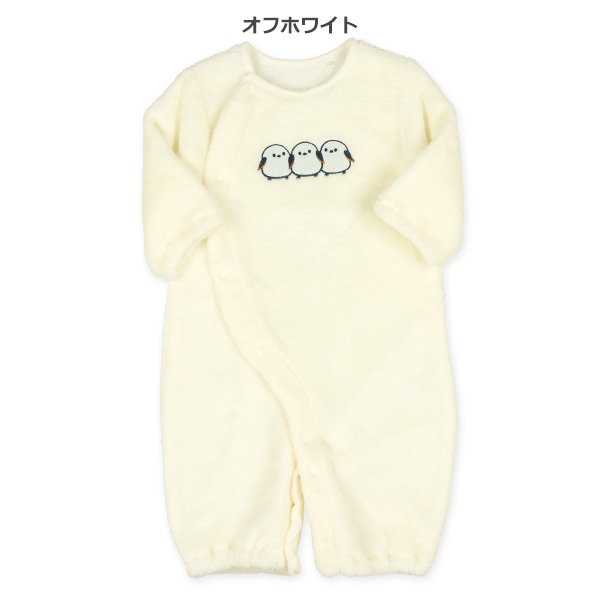 フリースシマエナガ刺繍長袖コンビドレス