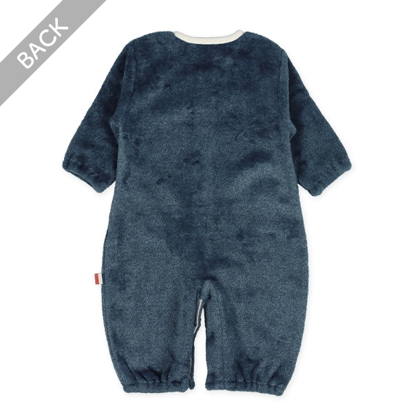 フラノフリースくまワンポイント刺繍長袖コンビドレス