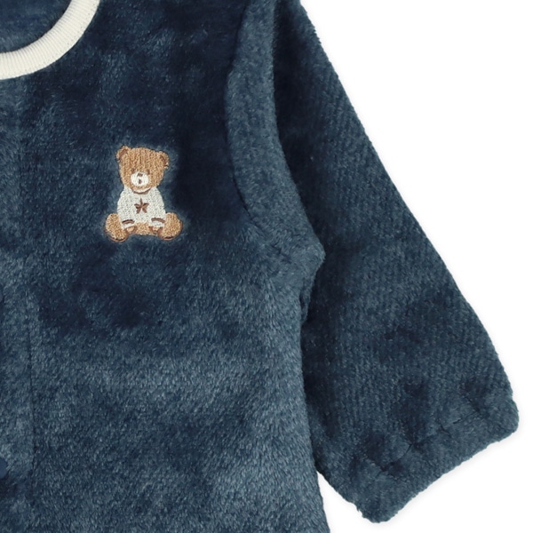 フラノフリースくまワンポイント刺繍長袖コンビドレス