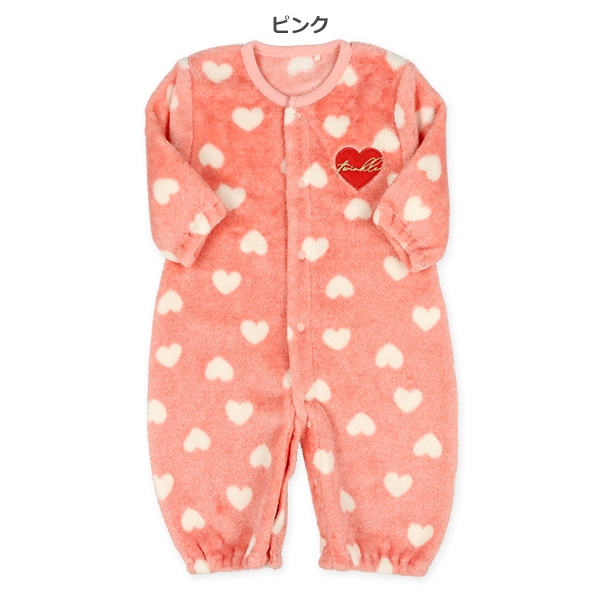 フラノフリースハート総柄刺繍長袖コンビドレス