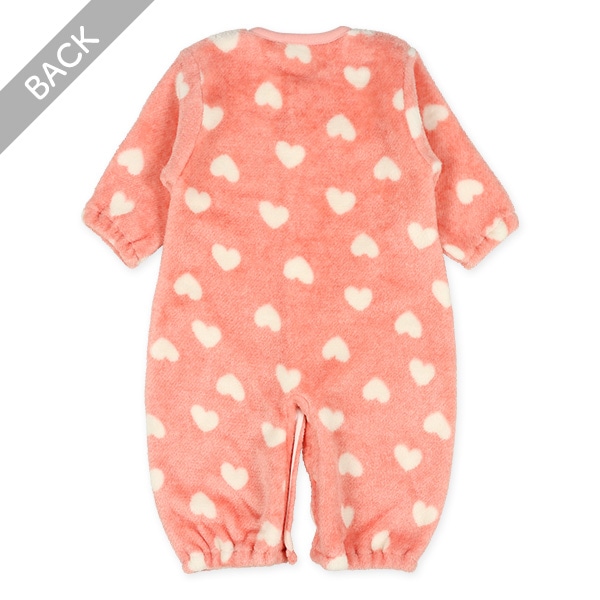 フラノフリースハート総柄刺繍長袖コンビドレス