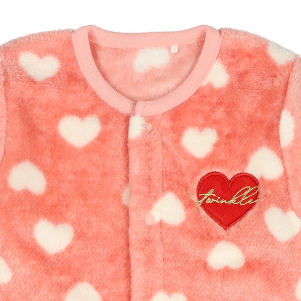 フラノフリースハート総柄刺繍長袖コンビドレス