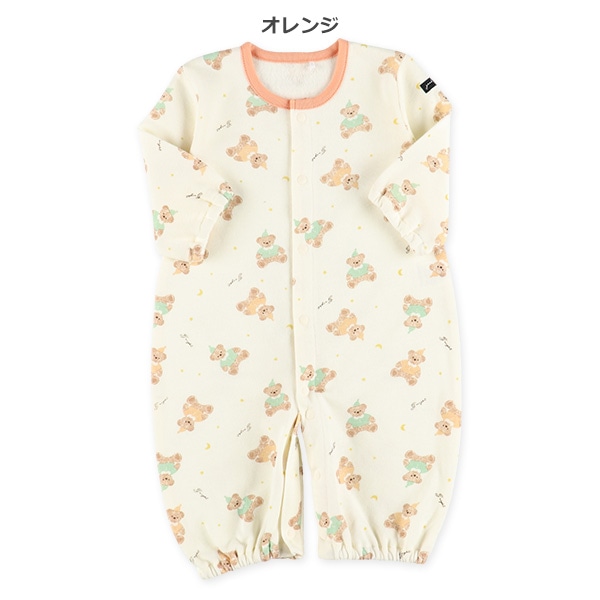 裏起毛カラフルベアーズ長袖コンビドレス