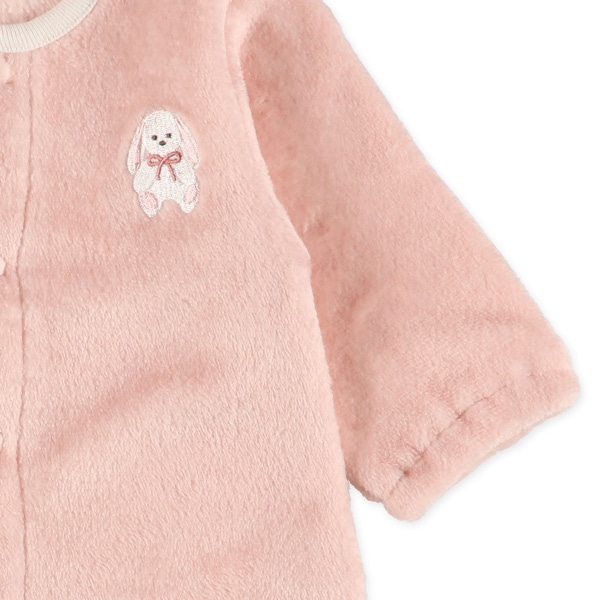 フラノフリースうさぎワンポイント刺繍長袖コンビドレス