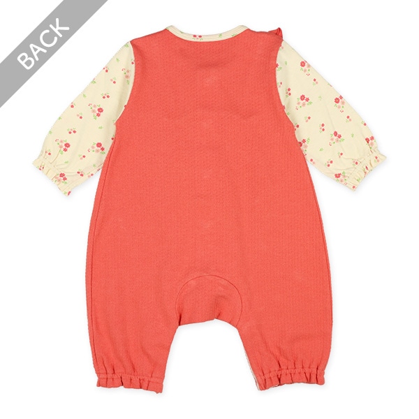 花柄スムースフリル吊り風長袖プレオール