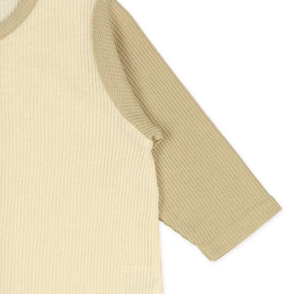 ワッフルセットイン配色長袖プレオール