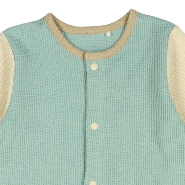 ワッフルセットインくすみカラー長袖プレオール