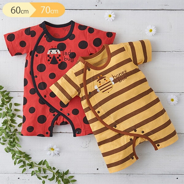 天竺てんとう虫 ハチアップリケ付き半袖プレオール 西松屋公式オンラインストア マタニティ ベビー 子供服