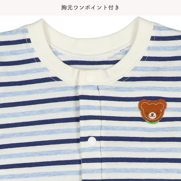 天竺切り替え杢ブルー半袖プレオール