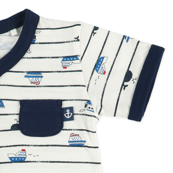 天竺マリンボーダー半袖プレオール