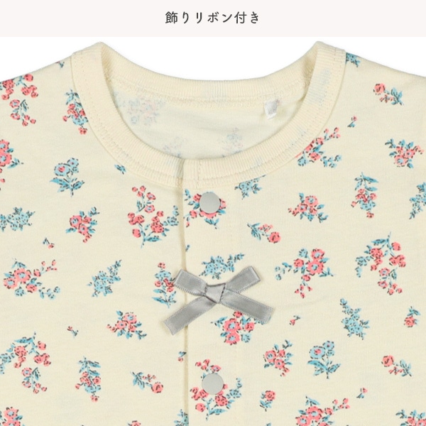 天竺小花総柄半袖プレオール