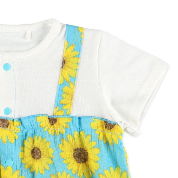 楊柳天竺切り替えひまわり半袖プレオール