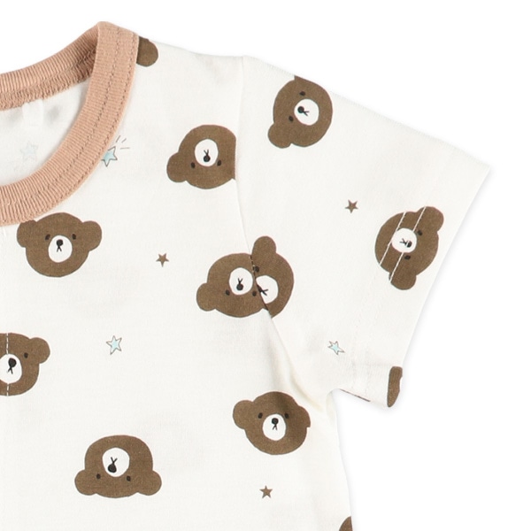 天竺くまフェイス総柄半袖プレオール