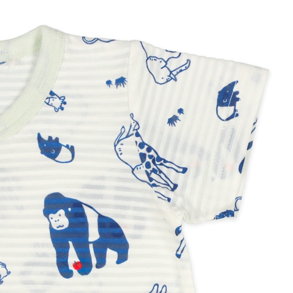 天竺ボーダーアニマル半袖プレオール