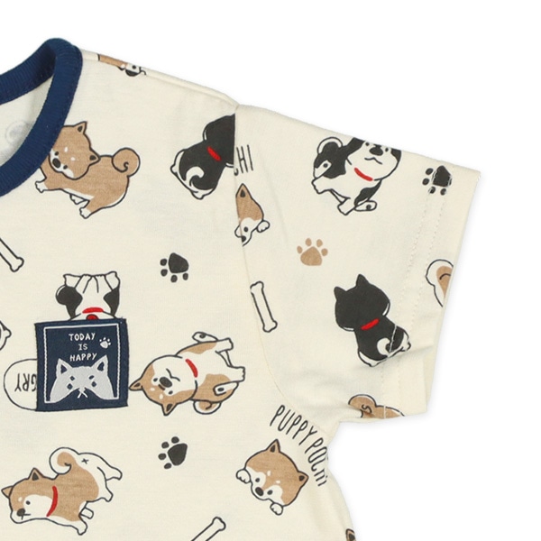 天竺ワンコ総柄半袖プレオール