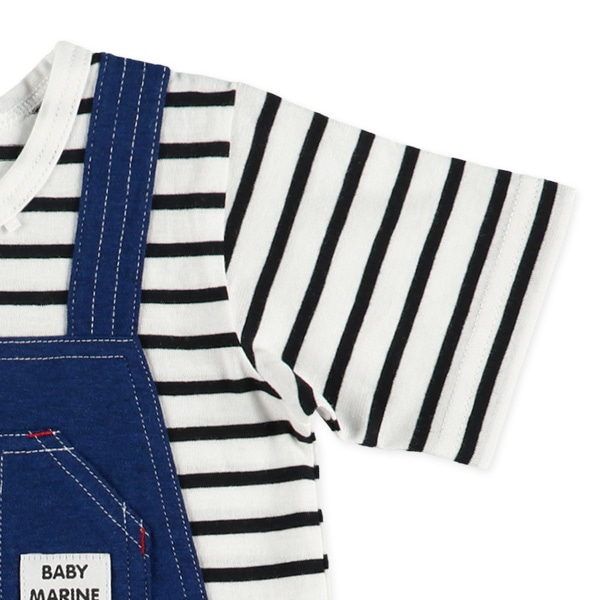 天竺吊り風切り替えボーダー半袖プレオール