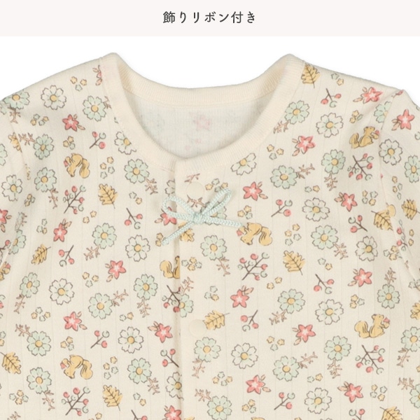 スムース針抜きりす小花柄長袖プレオール