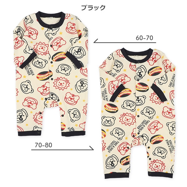 裏起毛アニマルバッジプリント長袖プレオール