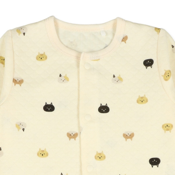 キルトねこフェイス総柄長袖プレオール