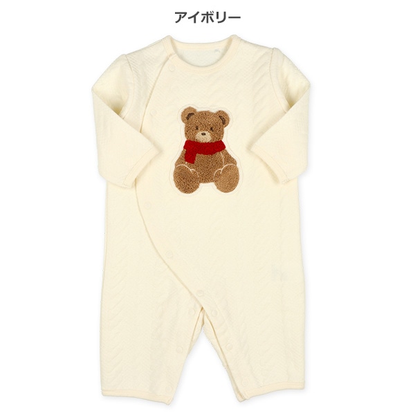 キルトくまアップリケケーブル風長袖プレオール