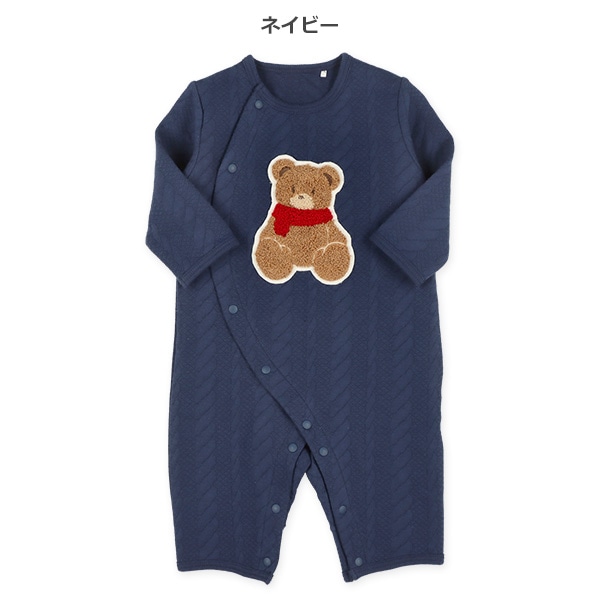 キルトくまアップリケケーブル風長袖プレオール