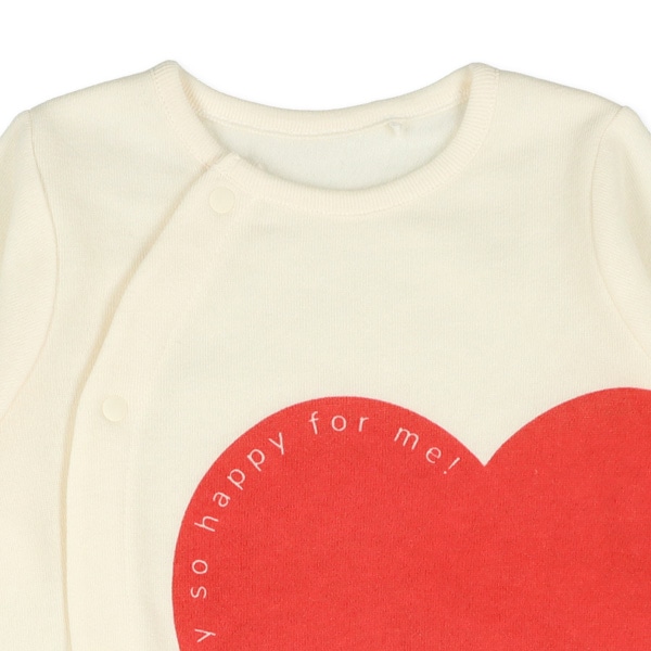 裏起毛大きなハート長袖プレオール