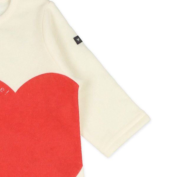 裏起毛大きなハート長袖プレオール