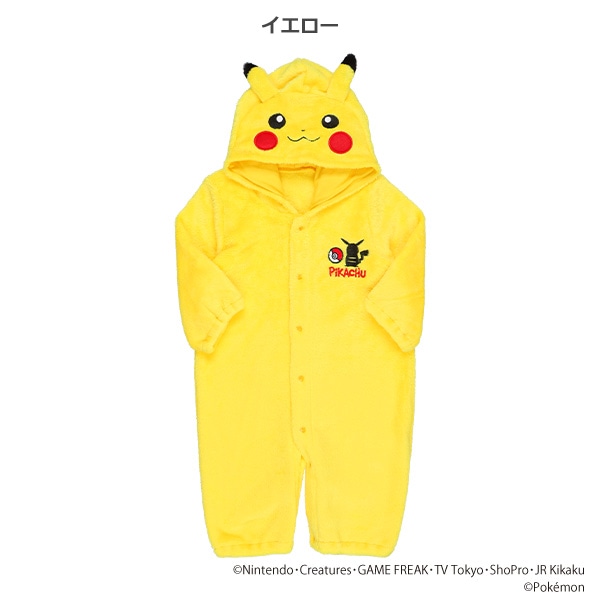 フリース防寒長袖コンビドレス（ピカチュウ）