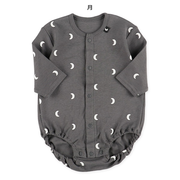 スムースシンプル総柄長袖ロンパース