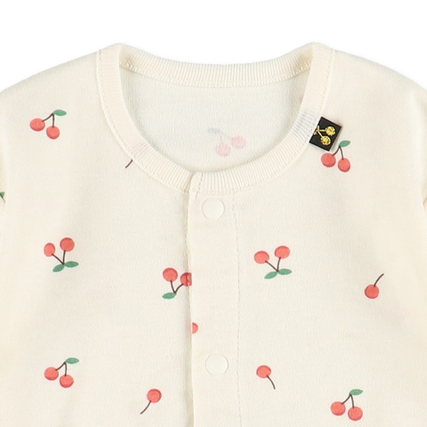 スムースシンプル総柄長袖ロンパース