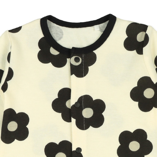 スムース大きな花柄長袖ロンパース