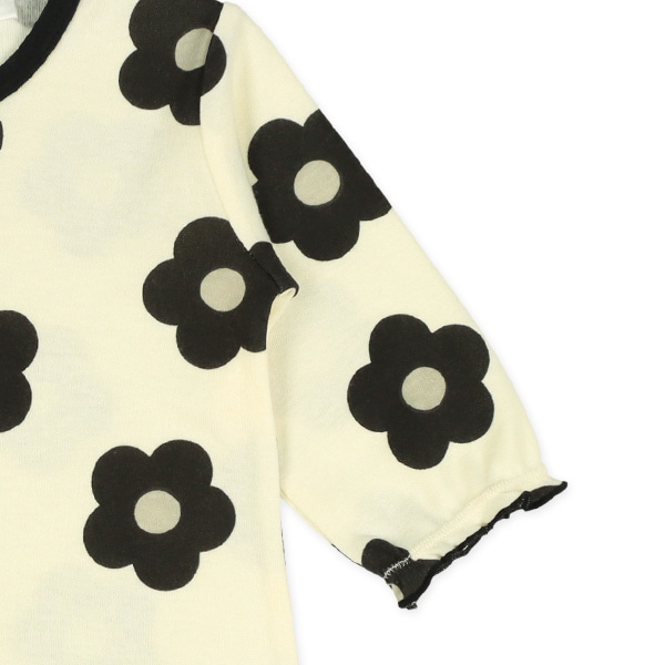 スムース大きな花柄長袖ロンパース