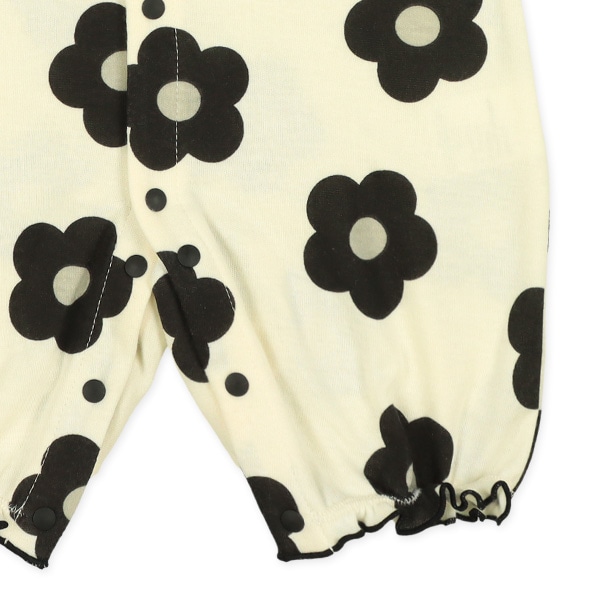 スムース大きな花柄長袖ロンパース