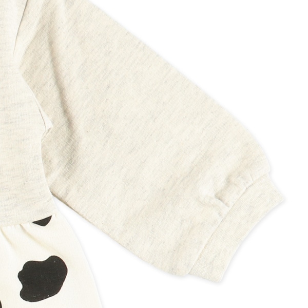 裏毛スムースパンダアップリケ長袖ロンパース