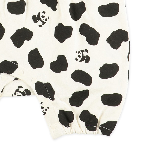 裏毛スムースパンダアップリケ長袖ロンパース