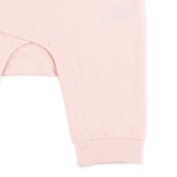 ミニ裏毛うさぎ花柄アップリケ長袖ロンパース