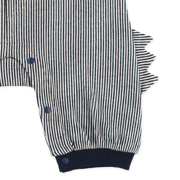 スムースデニム恐竜吊り風長袖ロンパース